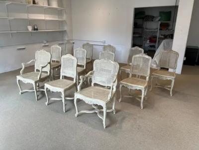 Caned Painted R gence Style Chairs 2 Arm 10 Side