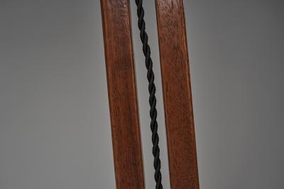 Cantilever Wooden Table Lamp with Suspended Glass Shade Europe 1980s