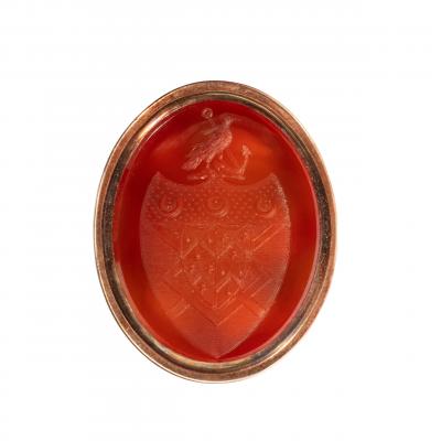 Captain Hood s gold and hardstone armorial fob seal
