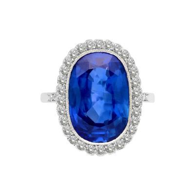 Carat No Heat Burma Oval Blue Sapphire Vintage Edwardian Ring in Platinum
