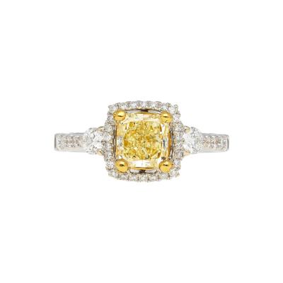 Carat Radiant Cut Yellow Y Z Diamond Engagement Ring in 18K White Gold