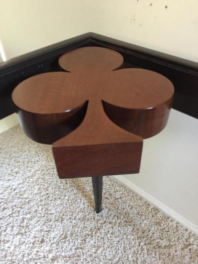 Card Table or Game Table Handcrafted with Spade Club Diamond Heart Design Top