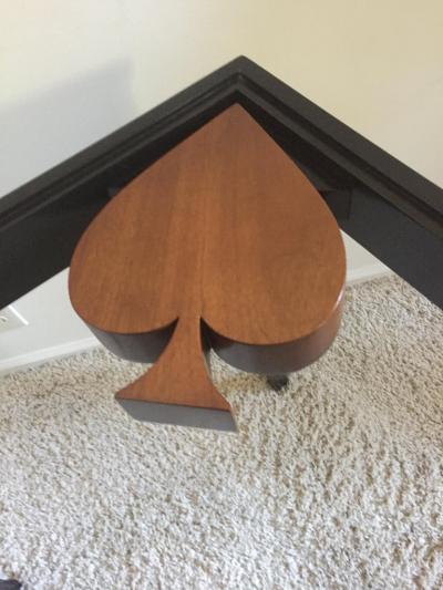 Card Table or Game Table Handcrafted with Spade Club Diamond Heart Design Top