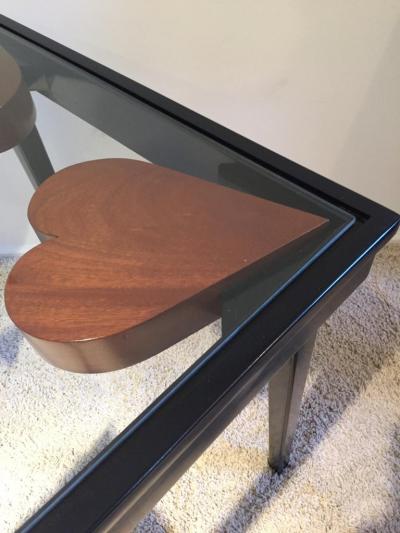 Card Table or Game Table Handcrafted with Spade Club Diamond Heart Design Top