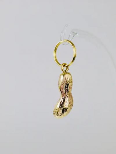 Carl Aub ck Carl Aub ck Handcrafted Midcentury Peanut Brass Figurine Key Ring Chain Holder