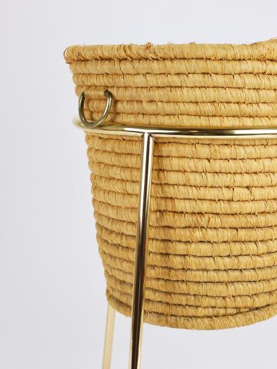 Carl Aub ck Carl Aub ck II Raffia Brass Wastepaper Basket Paper Bin Umbrella Stand 1950s