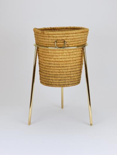 Carl Aub ck Carl Aub ck II Raffia Brass Wastepaper Basket Paper Bin Umbrella Stand 1950s
