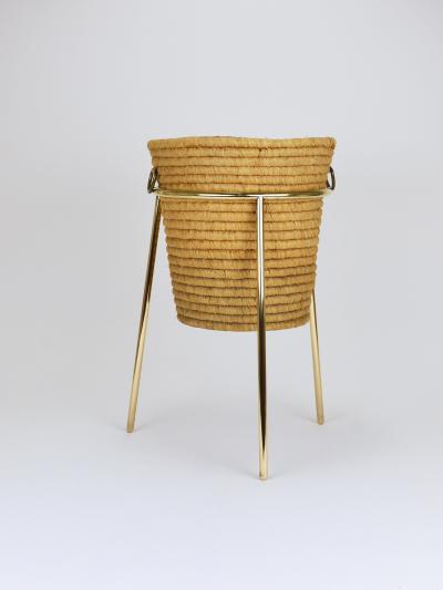 Carl Aub ck Carl Aub ck II Raffia Brass Wastepaper Basket Paper Bin Umbrella Stand 1950s