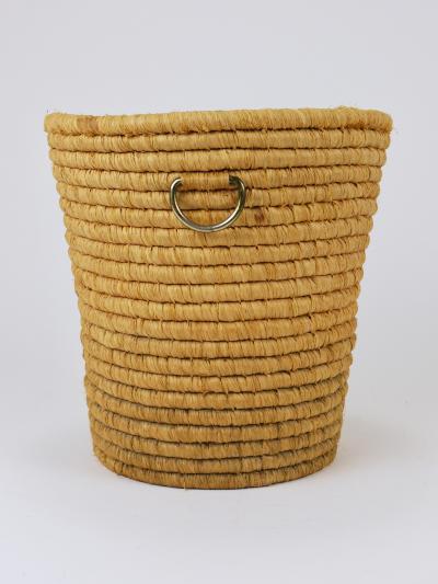 Carl Aub ck Carl Aub ck II Raffia Brass Wastepaper Basket Paper Bin Umbrella Stand 1950s