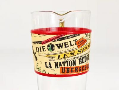 Carl Aub ck Carl Aub ck Martini Newspaper Midcentury Glass Pitcher Austria 1950s