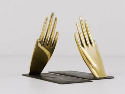 Carl Aub ck Carl Aub ck Mid Century Bookends with Brass Hands 1928 Vienna Austria