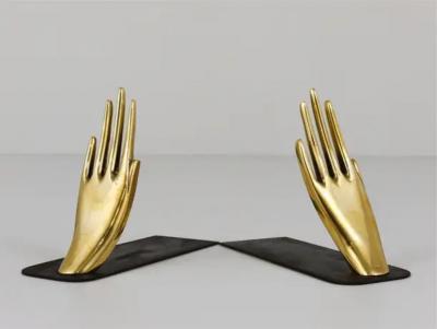 Carl Aub ck Carl Aub ck Mid Century Bookends with Brass Hands 1928 Vienna Austria