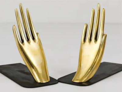 Carl Aub ck Carl Aub ck Mid Century Bookends with Brass Hands 1928 Vienna Austria