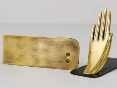 Carl Aub ck Carl Aub ck Mid Century Bookends with Brass Hands 1928 Vienna Austria