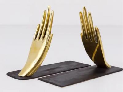 Carl Aub ck Carl Aub ck Mid Century Bookends with Brass Hands 1928 Vienna Austria