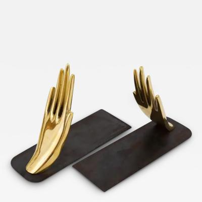 Carl Aub ck Carl Aub ck Mid Century Bookends with Brass Hands 1928 Vienna Austria