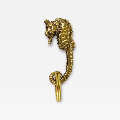 Carl Aub ck Carl Aub ck Midcentury Brass Seahorse Handmade Key Ring Chain Holder