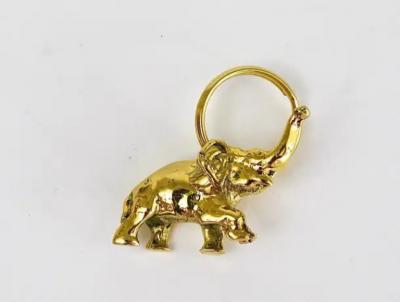 Carl Aub ck Carl Aub ck Midcentury Elephant Handmade Brass Figurine Key Ring Chain Holder