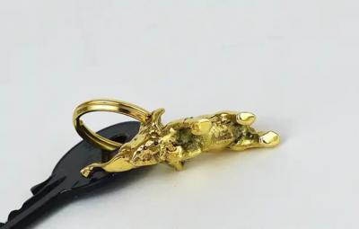 Carl Aub ck Carl Aub ck Midcentury Elephant Handmade Brass Figurine Key Ring Chain Holder