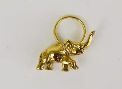 Carl Aub ck Carl Aub ck Midcentury Elephant Handmade Brass Figurine Key Ring Chain Holder