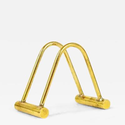 Carl Aub ck Carl Aub ck Midcentury Polished Brass Coaster Stand with Colorful Coasters