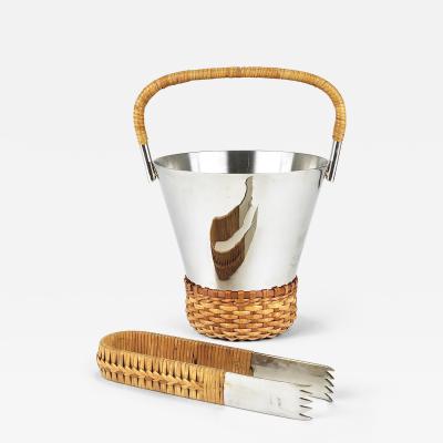 Carl Aub ck Carl Aub ck Nickel Plated Ice Bucket and Tongs Stamped Brass Austria 1950s
