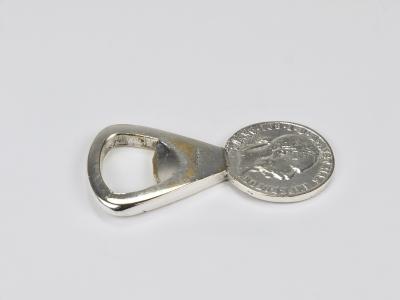 Carl Aub ck Carl Aub ck Silvered Brass Bottle Opener Habsburg 2 Florin Coin Austria 1950