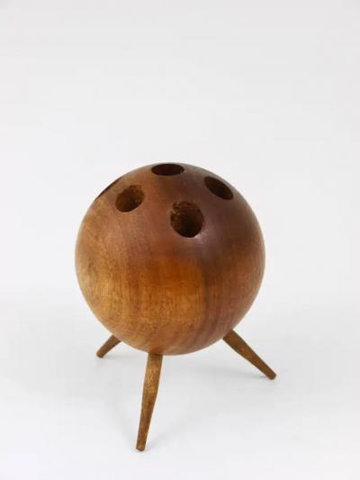 Carl Aub ck Carl Aubock Ball Tripod Candlestick Walnut Candle Holder Austria 1950s