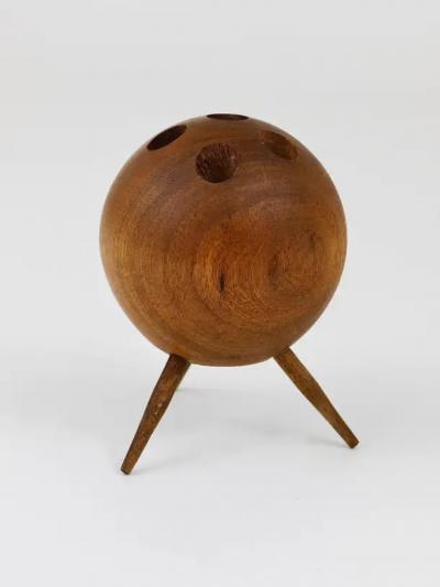 Carl Aub ck Carl Aubock Ball Tripod Candlestick Walnut Candle Holder Austria 1950s