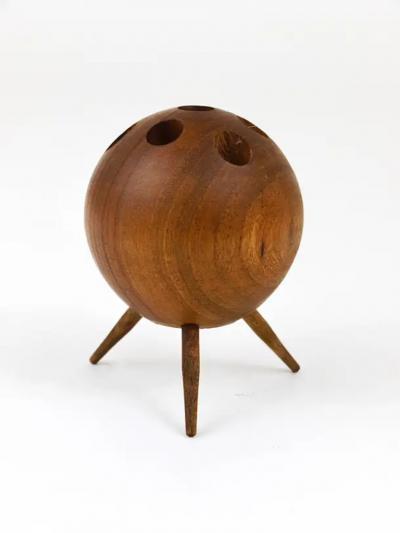 Carl Aub ck Carl Aubock Ball Tripod Candlestick Walnut Candle Holder Austria 1950s