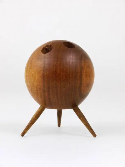 Carl Aub ck Carl Aubock Ball Tripod Candlestick Walnut Candle Holder Austria 1950s