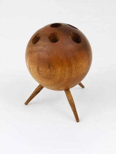 Carl Aub ck Carl Aubock Ball Tripod Candlestick Walnut Candle Holder Austria 1950s