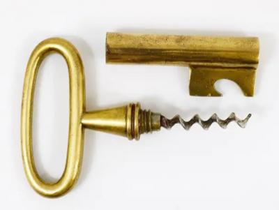 Carl Aub ck Carl Aubock Big Brass Key Cork Screw Bottle Opener Paperweight Austria 1950s