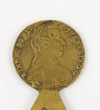Carl Aub ck Carl Aubock Brass Maria Theresia Coin Bottle Opener Austria 1950s