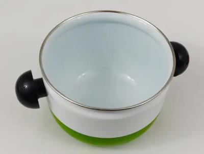 Carl Aub ck Carl Aubock Enameled Pot with Lid by Riess Orange White Green Austria 1970s