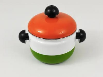 Carl Aub ck Carl Aubock Enameled Pot with Lid by Riess Orange White Green Austria 1970s
