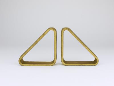 Carl Aub ck Carl Aubock III Pair Triangular Golden Iron Bookends 5443 Vienna Austria 1970s