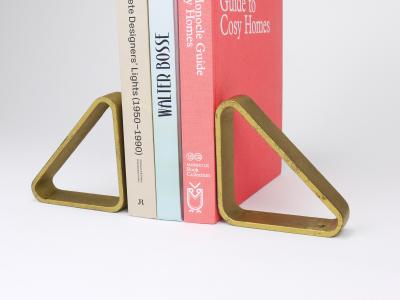 Carl Aub ck Carl Aubock III Pair Triangular Golden Iron Bookends 5443 Vienna Austria 1970s