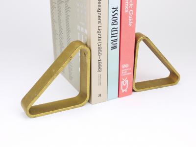 Carl Aub ck Carl Aubock III Pair Triangular Golden Iron Bookends 5443 Vienna Austria 1970s
