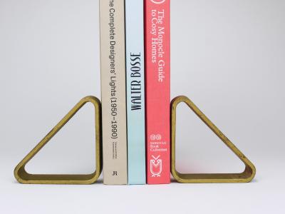 Carl Aub ck Carl Aubock III Pair Triangular Golden Iron Bookends 5443 Vienna Austria 1970s
