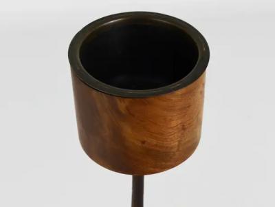 Carl Aub ck Carl Aubock Modernist Walnut Leather Candlestick Candle Holder Austria 1950s