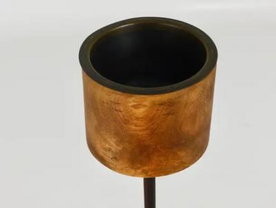 Carl Aub ck Carl Aubock Modernist Walnut Leather Candlestick Candle Holder Austria 1950s