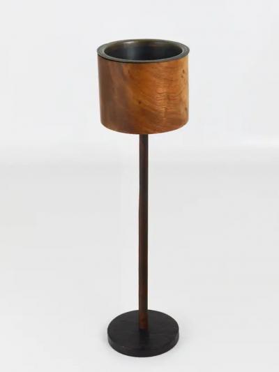 Carl Aub ck Carl Aubock Modernist Walnut Leather Candlestick Candle Holder Austria 1950s