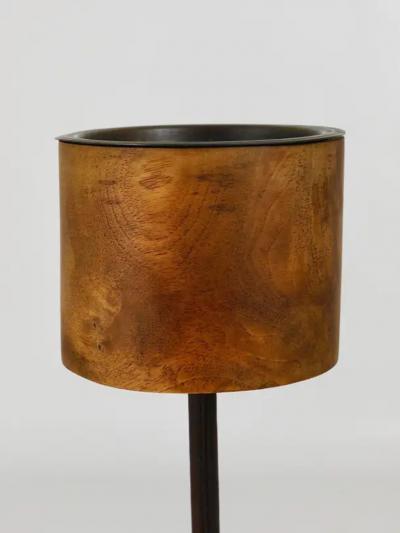 Carl Aub ck Carl Aubock Modernist Walnut Leather Candlestick Candle Holder Austria 1950s