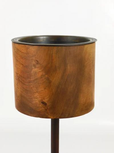 Carl Aub ck Carl Aubock Modernist Walnut Leather Candlestick Candle Holder Austria 1950s