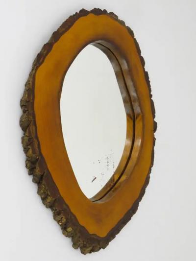 Carl Aub ck Carl Aubock Style Modernist Walnut Tree Trunk Wall Mirror Austria 1950s