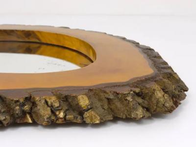 Carl Aub ck Carl Aubock Style Modernist Walnut Tree Trunk Wall Mirror Austria 1950s