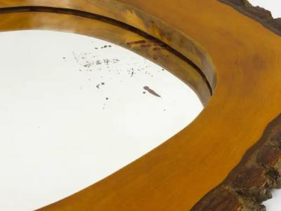 Carl Aub ck Carl Aubock Style Modernist Walnut Tree Trunk Wall Mirror Austria 1950s