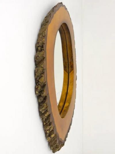 Carl Aub ck Carl Aubock Style Modernist Walnut Tree Trunk Wall Mirror Austria 1950s