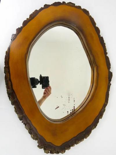 Carl Aub ck Carl Aubock Style Modernist Walnut Tree Trunk Wall Mirror Austria 1950s